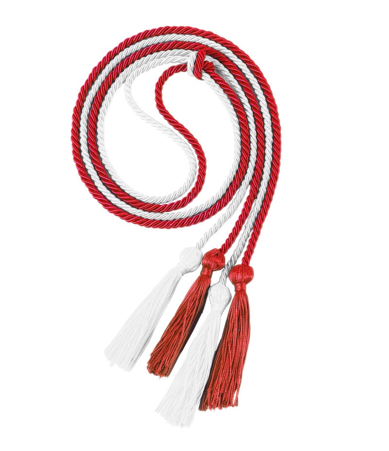 UIALECG Double Graduation Honor Cords - Red and White,68" Long - Image 1